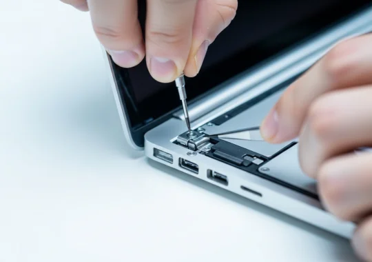 MacBook hinge repair technician replacing part