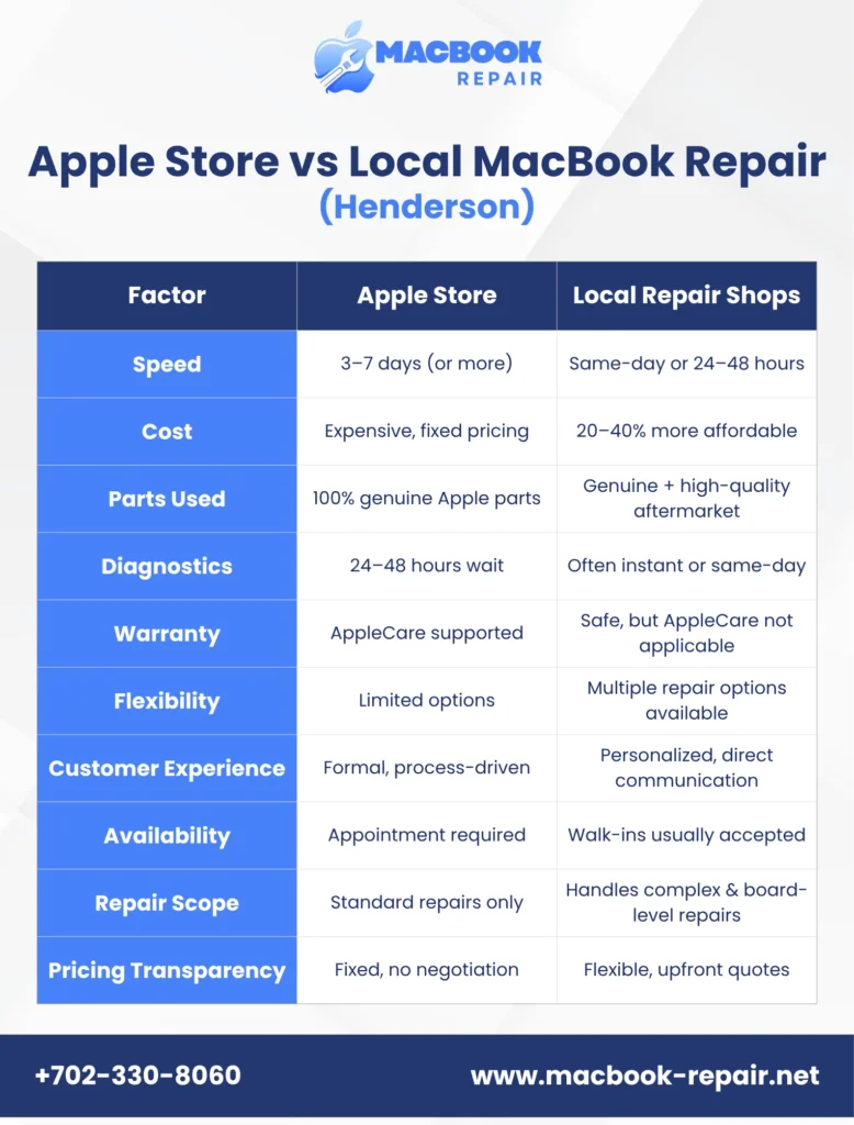 Apple Store vs local MacBook repair Henderson: What to Know?